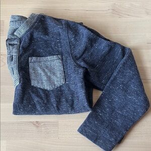 Striped Trim Dark Heathered Navy Pullover